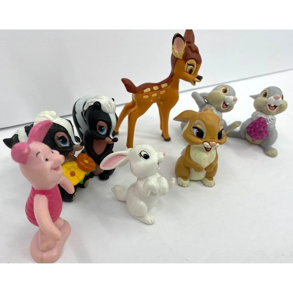 Vintage Disney Store Bambi 7 Piece Lot Toy Figure Play Set Thumper Flower Bunny